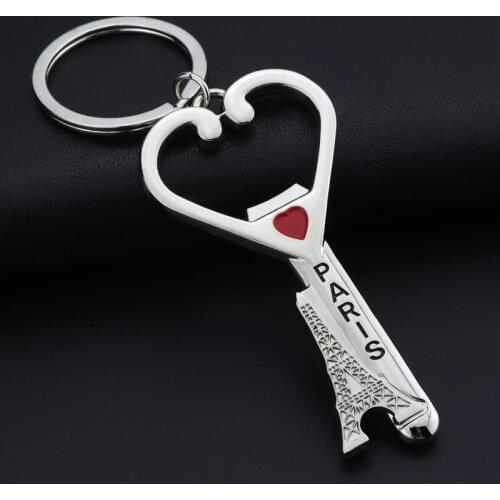 Heart Paris-style eiffel-tower-shape metal bottle-opener key chain keychain key ring key finder for beer engraved-letter
