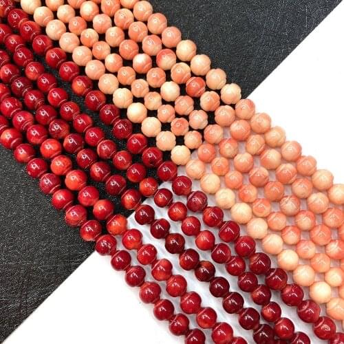 Natural Red Coral Beads 7mm Coral Hand-carved Beads for Jewelry Making DIY Necklace Bracelet Earring Accessories Length15 Inches
