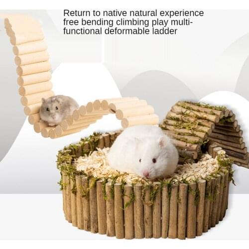 Natural Shrub Hamster Ladder Hamster Cage Landscaping Fence Hamster Molar Toy Hamster Accessories Golden Bear Wooden Ladder