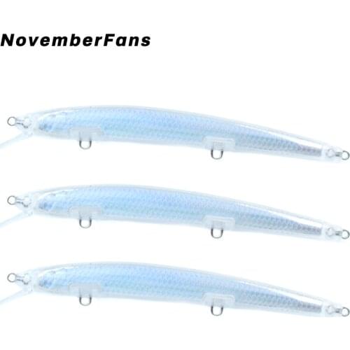 NovemberFans 10pcs/lot Unpainted Lure Bodies Fishing Bait Minnow 13.5cm 13g Floating Hard Wobblers Laser Fishing Tackle
