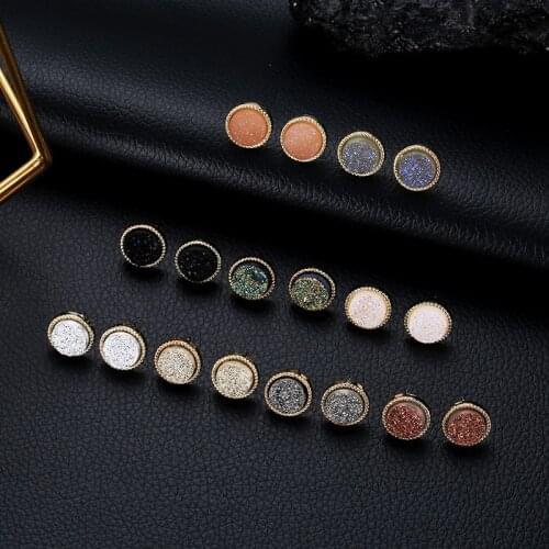 Orgin Summer Temperament Geometrical Circle Metal Crystal Stud Earrings for Women Korean Fashion Earrings Wedding Jewelry Hot
