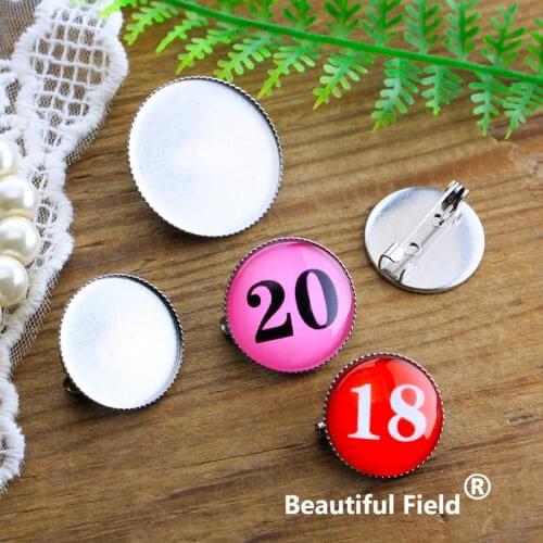 Stainless Steel 10 pcs Fit 18mm 20mm 25mm Brooch Base Cabochon Setting Round Cameo Blank Tray Jagged