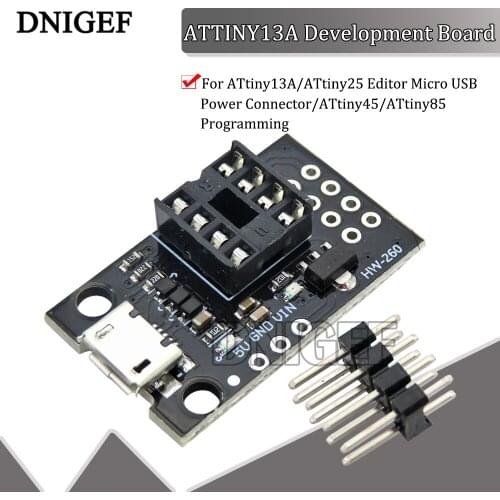 ATTINY13A Pluggable Development Board For ATtiny13A/ATtiny25/ATtiny45/ATtiny85 Programming Editor Micro USB Power Connector