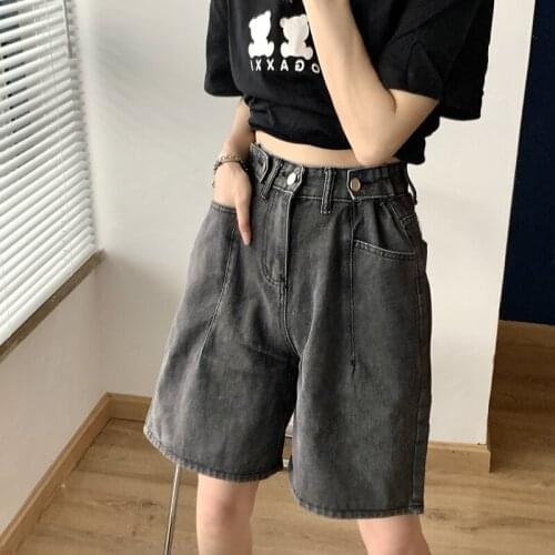 Plus size 5XL Jean Shorts Women Summer Denim Short Solid Casual High Waist Shorts Streetwear 2021 Black Jeans