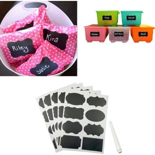 120pcs Removable Self-Adhesive Chalkboard Labels Name Stickers with 1pcs Chalk Marker for Kitchen Spice Jars Glass Bottles
