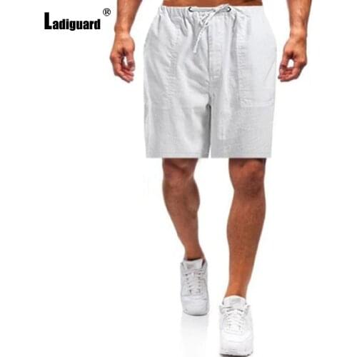 Solid Green Khaki Men Linen Shorts Sexy Fashion Pocket Design Half Pant 2021 Summer Casual Drawstring Beach Shorts Male Clothing