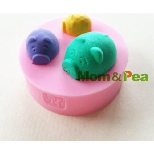 Mom&Pea 1024 Free Shipping Pigs Shaped Silicone Mold Cake Decoration Fondant Cake 3D Mold Food Grade