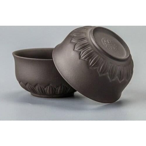 Vintage Handmade Purple Clay Ceramic Tea Cup Chinese Retro Teacup ZiSha Tea Cups Set Home Tea Bowl Master Cup Taste Copo Xicara