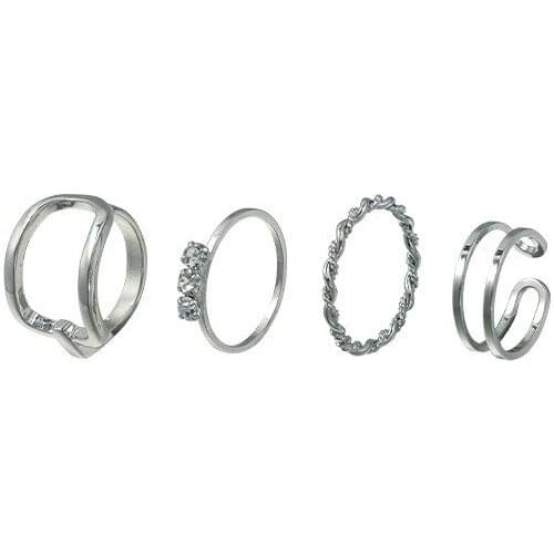 POTCET Womens Combination Ring Opening Adjustable Geometric Fashion Retro Hip Hop Personality Party Jewelry