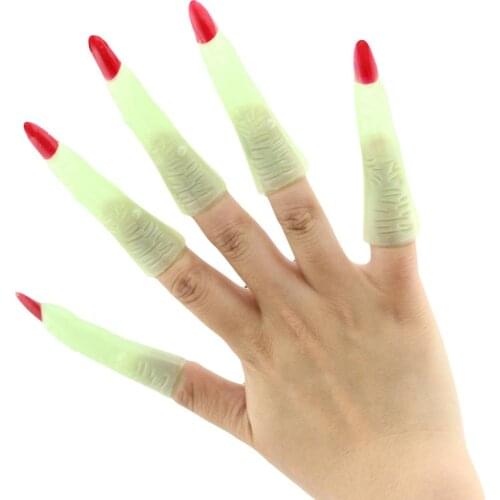 10Pcs Halloween Fake Luminous Witch Fingers Nails Spooky Party Cosplay Props articulated fingers halloween