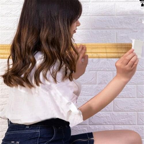 3D Embossed Self-adhesive Foam Baseboard Wall Sticker Waistline Floor Corner Line Skirting Board Stickers Waterproof