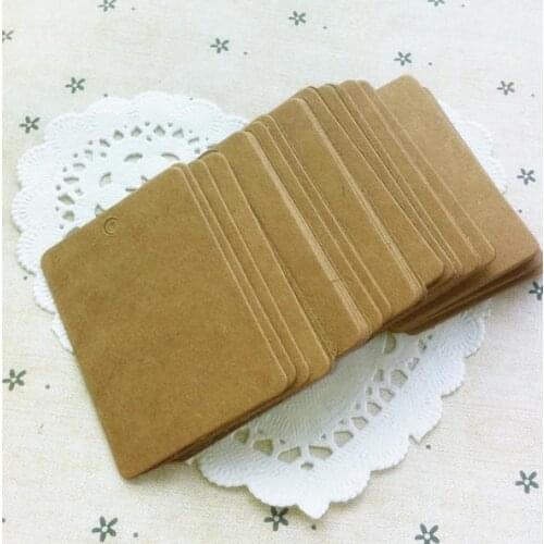 4.2 * 6 cm kraft paper tags square label jewelry price tags blank paper label card tags with Hemp rope 500 pcs/lot