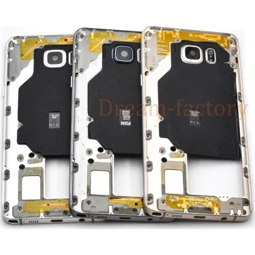 5pcs/lot DHL Middle Frame For Samsung Galaxy Note 5 N920 Mid Bezel Metal Frame Housing Chassis With Camera Glass Lens