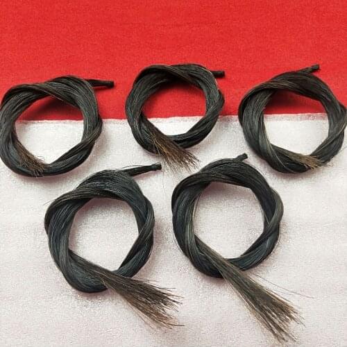 5 hanks violin viola cello Mongolia natural black bow hair horse tail 80-85 cm
