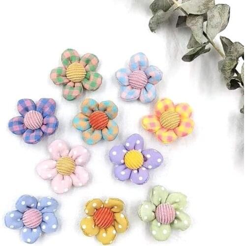 10PCS/Lot Five-Petal Flower Applique Crafts For Girl Garment Hair Clip Accessories Sock Bag Decoration Patch