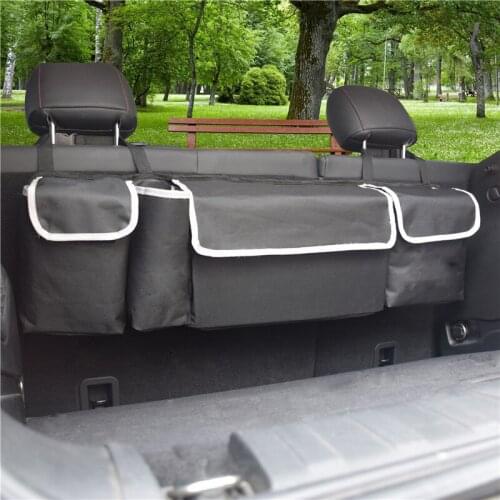 Car Trunk Organizer Rear Seat Back Storage Bag Multi Hanging Nets Pocket Auto Stowing Tidying For Toyota Hilux Vigo 2005-2015