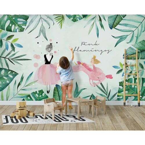 Beibehang Custom modern minimalist interior bedroom nordic unicorn ballerina girl children background papel de parede wallpaper