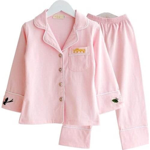Brand Spring\Autumn Children Pajama Sets Girls Sleepwear Long Sleeve Cotton Single-Breasted Home Clothing for Baby 24M/14Y