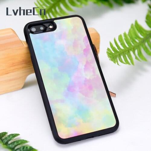 LvheCn Silicone Rubber Phone Case Cover for iPhone 6 6S 7 8 Plus X XS XR 11 12 Mini Pro Max Rainbow Clouds