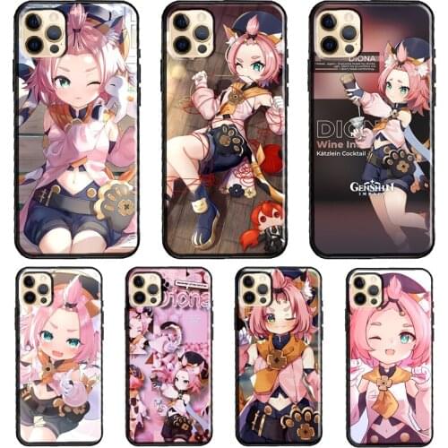 Diona Genshin Impact Funda Case For iPhone X XR XS MAX 12 Mini 11 Pro Max 5S 6S 8 7 Plus SE 2020 Cover Shell