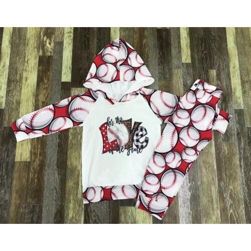 Childrens Boutique clothing Sports Softball Love letters Leopard Print Hoodie boys and girls outfits 11