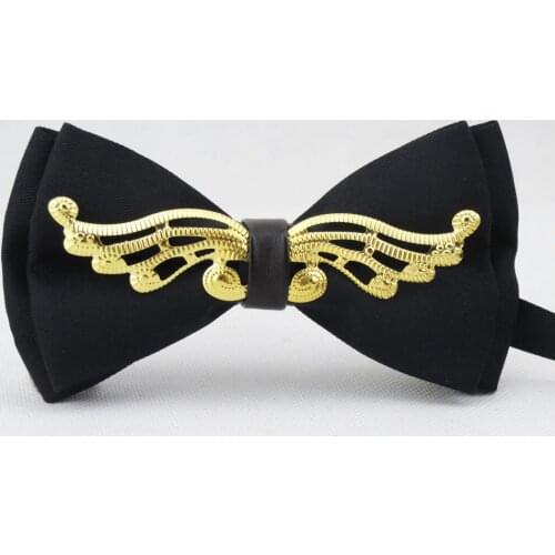 Bow tie/polyester/black and gold silver/Metal phoenix wings design/new men fashion bowknot