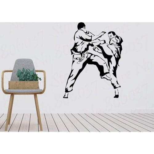 Karate Judo Martial Sports Vinyl Wall Stickers Competitive Sports Fans School Dormitory Home Room Decor Mural PW393
