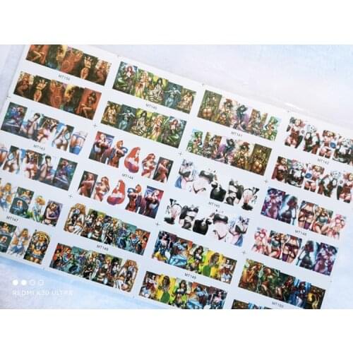 Comic Character Female Nail Water Sticker Cartoon Cosplay Design Nail Art Stickers Sexy Charming Wife Image For Nails MT139-150