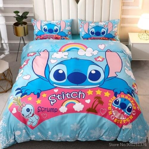 Stitch Bedding Set Disney Cartoon Duvet Cover Set Quilt Cover Bed Sheet Pillowcase Home Textile Bedclothes Twin Full Queen King