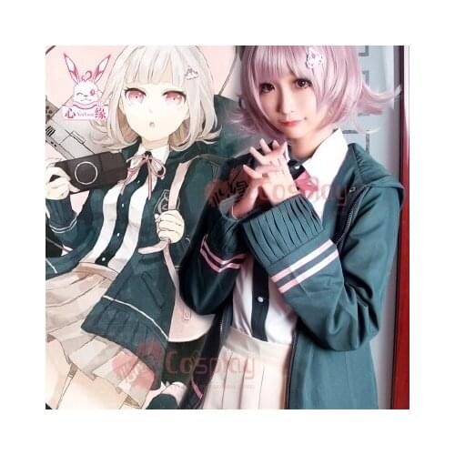 Anime Game Super DanganRonpa 2 Cosplay Costume Chiaki Nanami Cosplay Costume Jacket Shirt Skirt Bow Tie Unisex Custom Made
