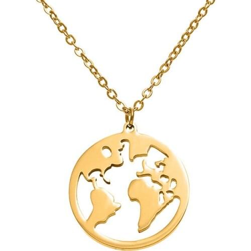 World Map pendant stainless steel necklace.A present for moms girlfriend