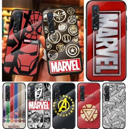 Marvel Logo Fashion For OPPO A9 2020 A52 Find X2 Lite Realme 7 7i C3 XT 6 5 Pro Tempered Glass Cover Phone Case