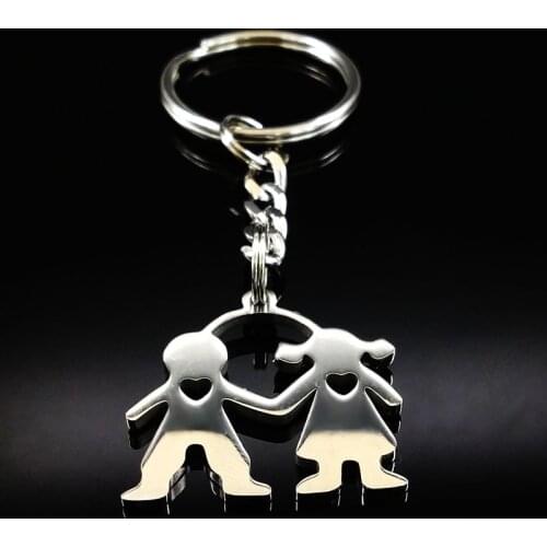 2021 Fashion New Boy and Girl Stainless Steel Keychain Jewelry Silver Color Key Chains Gifts chaveiro para carro K7634B