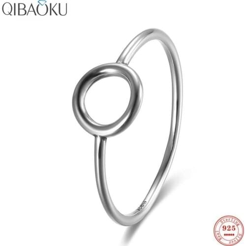 S925 Sterling Silver Oxidized Rings for Women Round Hollow Finger Ring Fashion Simple Trendy Fine Jewelry Gift