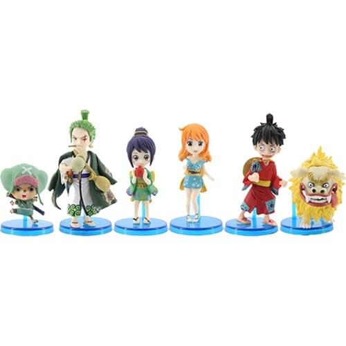 One Piece GK Monkey D Luffy Q Version 6 Models Action Figure Anime PVC Statue Collection Desktop Decoration Toys For Kids Figma