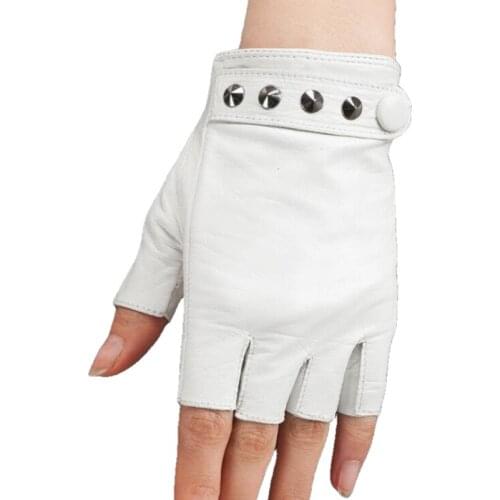 Men Women Sheepskin Tactical Gloves Punk Style Solid Fingerless Gloves Unisex Luvas De Inverno