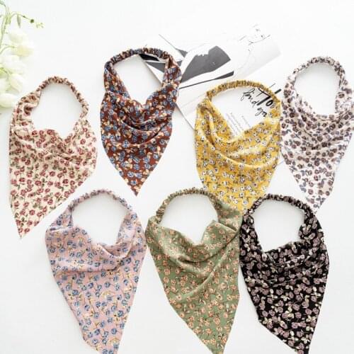 Triangle Scarf Hairband Womens Anti Oil Smoke New Floral Headband Simple Japanese Korean Elastic Hairband Womens Hair