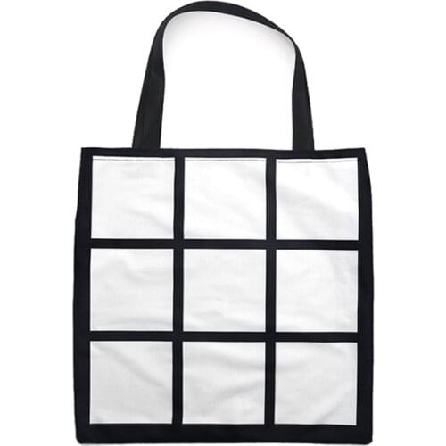 Blank 9 grids Tote bag Sublimation heat press print shopping bag customize your picture one side / Two sides 10pieces/lot