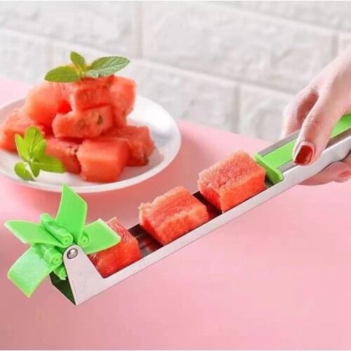 Watermelon Cutter Multi Melon Slicer Cutting Machine Stainless Steel Windmill Cut Cut Refreshing Watermelon Cubes Kitchen