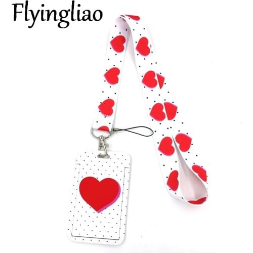Pink Heart Love Point Wave lanyard Car KeyChain ID Card Pass Gym Mobile Phone Badge Kids Key Ring Holde Accessories Decorations