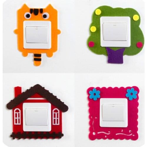 1PCS Cartoon Felt Switch Sticker Wall DIY Decoration Fluorescent Glow in the Dark Livingroom Kids Room Switch Protective Cover