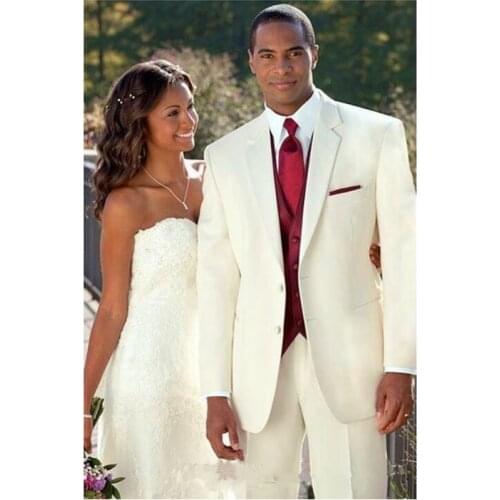 Chic Groomsmen Suit Mens Wedding Suits Groom Tuxedos 3 pieces Cheap Men Business Dinner Party Suit (Jacket+vest+Pants)