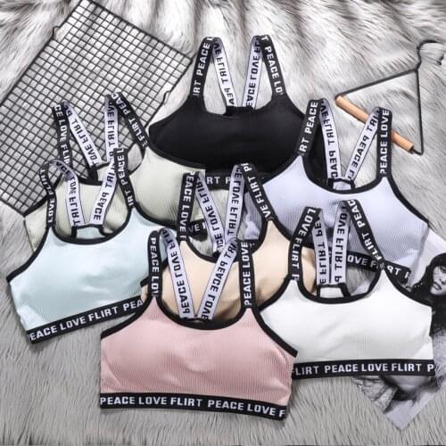 Letter Sports Bra Top Push Up Fitness Running Yoga Bra Underwear Cotton Sport Tops For Women Gym Wear Solid Women Sportswear
