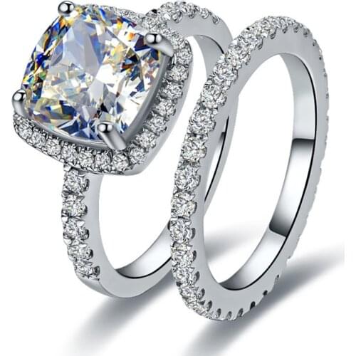 Bridal Sets 3 Carat Cushion Cut Set Ring Diamond Engagement Proposal Ring for Women Quality Guarantee