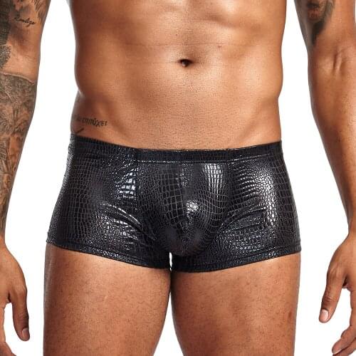 Pinky senson Men boxers Underwear Snake Skin U Convex Pouch Sexy Men Slips Cueca Masculina Male Panties Gay Underpants Synthetic