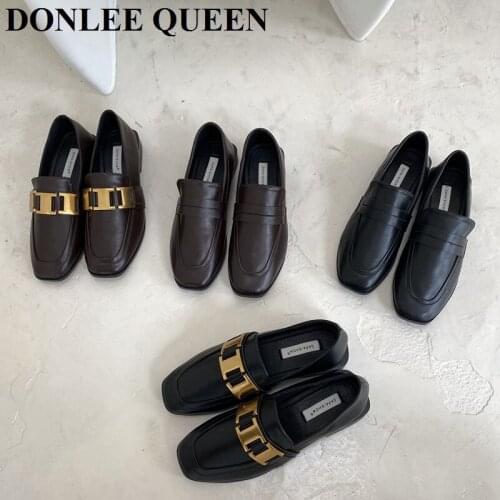 New Flats Casual Shoes Women Loafers Slip On Moccasins Square Toe Flat British Oxford Shoes For Women Chaussure zapatillas mujer