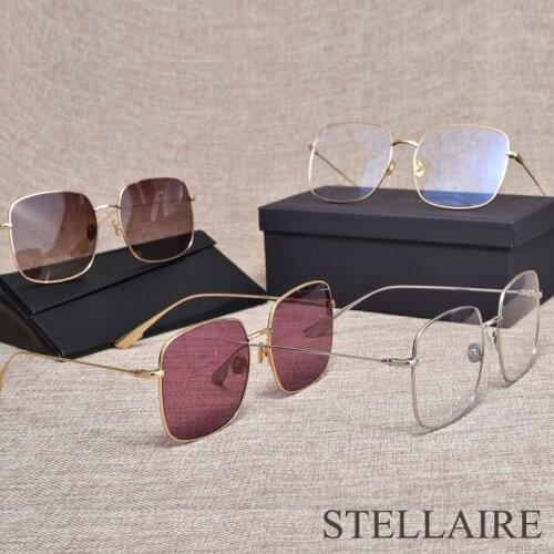High Quality Luxury Brand Design Stellaire Sunglasses Metal Square Frames Nylon UV400 Lens Sunglasses Women Men With Case