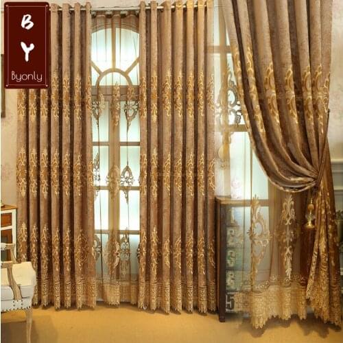 The New Pop Chenille Embroidery Elegant Curtains for Living Room Dining Room The Bedroom Curtain Sheer Yarn High Grade