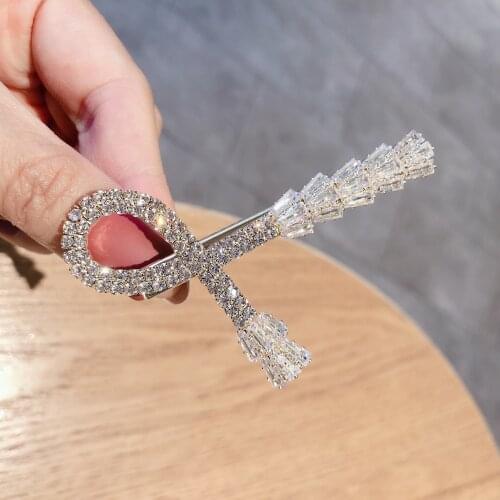 Female Fashion Crystal Zircon Hair Clip Lady Vintage Side Duckbill Clip