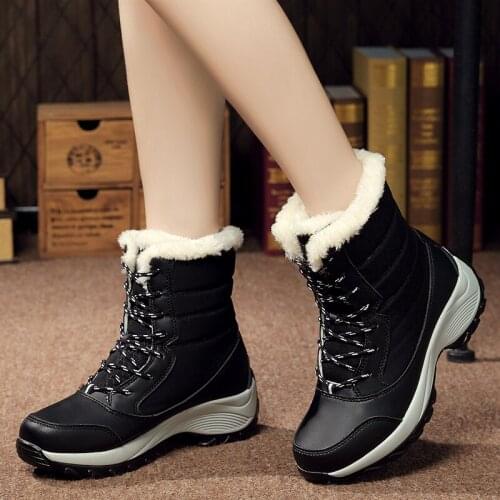 2020 Winter Hot Plush Women High Top Leather Ankle Boots Woman Casual Sock Shoes Platform Boots Female Fashion Lady Botas Mujer